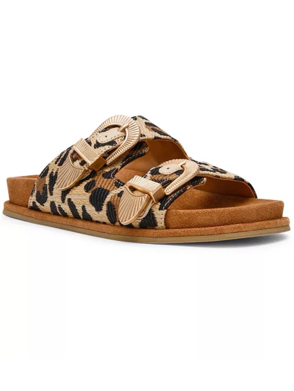 DV Dolce Vita Leopard Raffia Percy Buckle Sandals